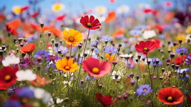 un vibrante prado de flores silvestres una decoración colorida de la naturaleza