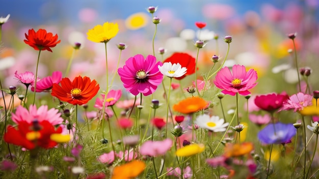 un vibrante prado de flores silvestres una explosión de colorida belleza orgánica