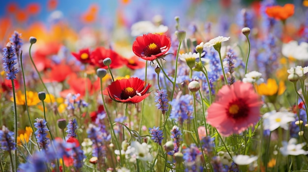 un vibrante prado de flores silvestres en verano una tierra rural colorida