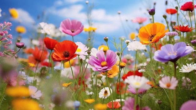 un vibrante prado de flores silvestres en verano una tierra rural colorida