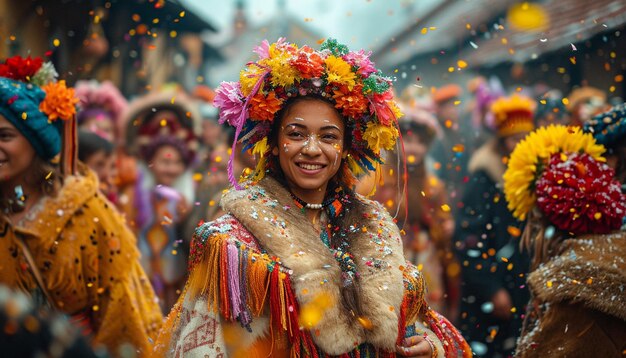 Foto un vibrante pueblo rumano celebrando la llegada de la primavera