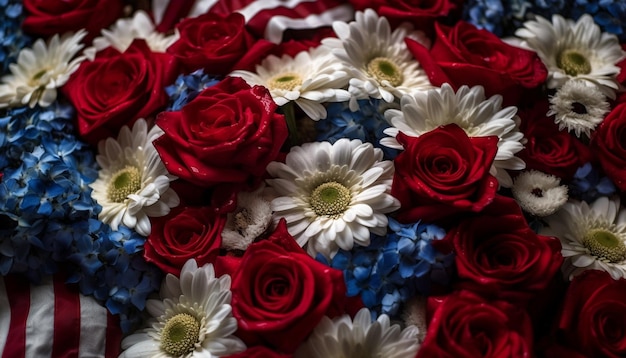 Vibrante ramo de flores multicolores para celebración generado por IA