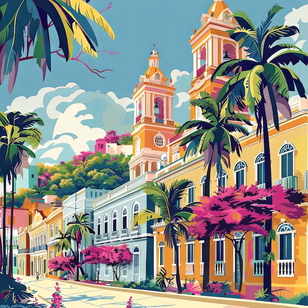 Vibrante Recife Pernambuco Ilustração colorida