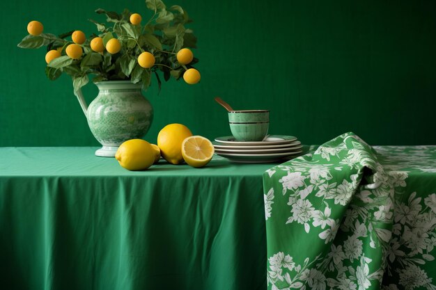 El vibrante refresco verde Una mirada más cercana al mantel verde