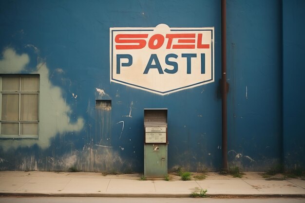 Vibrante señalización del servicio postal adorna una pared pintada de colores Una experiencia de realidad aumentada cautivadora en un 32 As