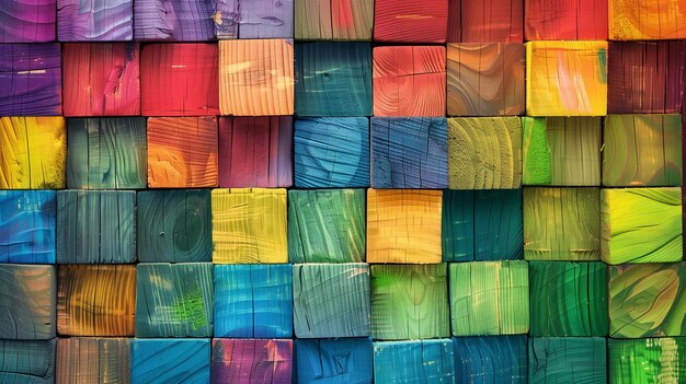 Una vibrante serie de bloques de madera que muestran el espectro de colores