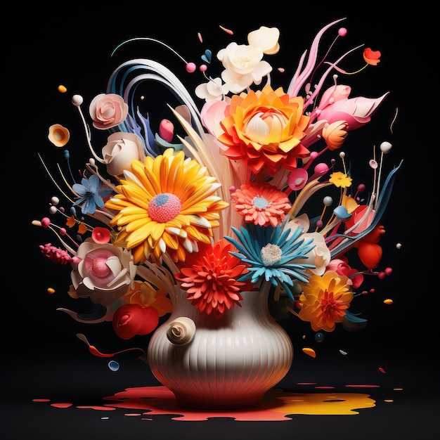 Una vibrante sinfonía de abstractos florece una obra maestra floral digital AI generativa