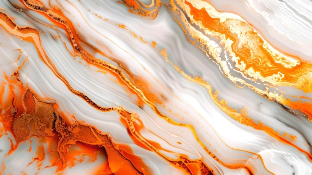 Vibrante textura de mármol naranja y blanco Abstracto Fondo artístico para proyectos de diseño Pintura fluida Decoración de moda IA