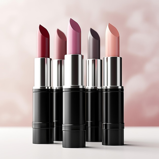 Foto una vibrante variedad de lápices labiales veganos en tonos de moda