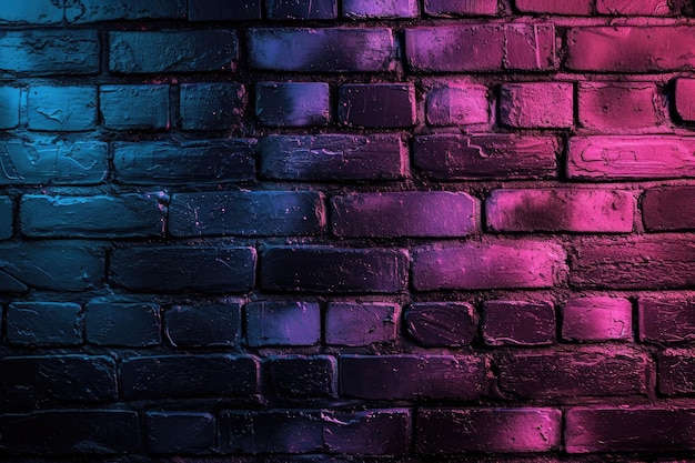Los vibrantes colores de neón iluminan una pared de ladrillo en la fiesta de frambuesas