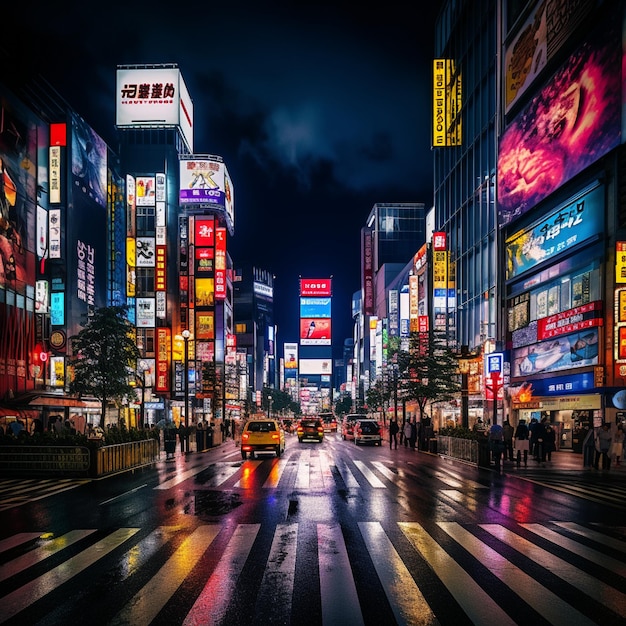 Las vibrantes y dinámicas calles de Tokio por la noche