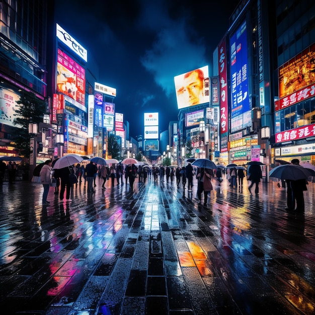 Las vibrantes y dinámicas calles de Tokio por la noche