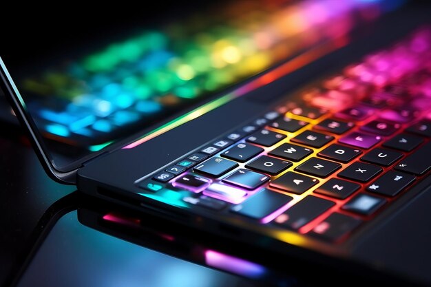 Vibrantes e elegantes As cores cativantes de um teclado de portátil moderno