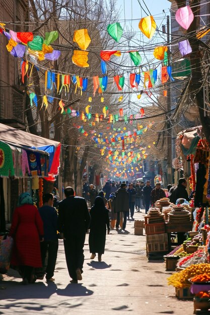 Foto las vibrantes festividades callejeras de nowruz