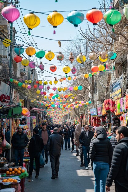 Foto las vibrantes festividades callejeras de nowruz