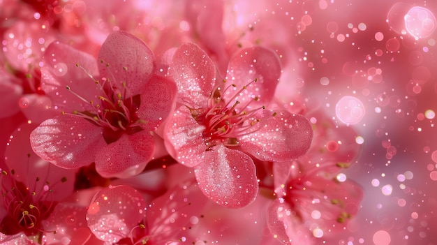 Vibrantes flores de cereza rosadas con efecto Bokeh suave Fondo floral para la temporada de primavera