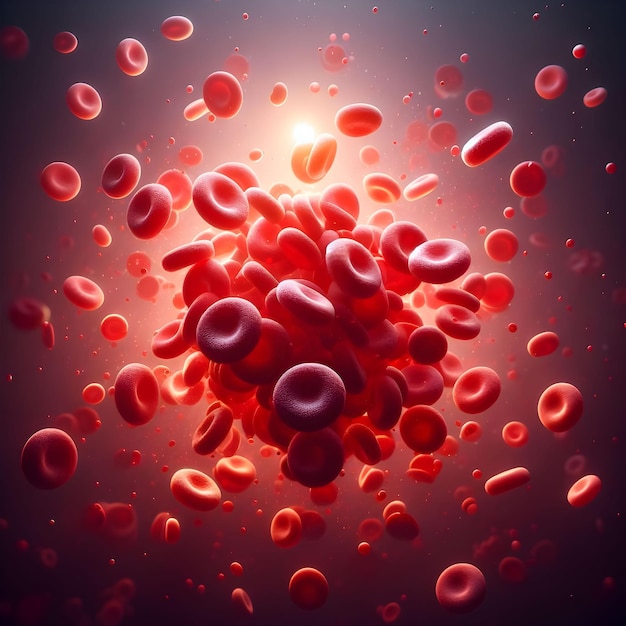 Vibrantes glóbulos rojos que fluyen en el torrente sanguíneo Concepto de salud cardiovascular