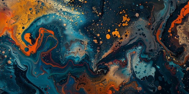 Vibrantes obras de arte abstractas con audaces colores naranja y azul