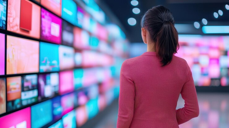 Las vibrantes ofertas de electrónica del Black Friday digital se muestran en una pantalla elegante con espacio para copiar