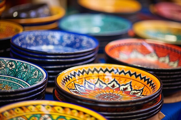 Foto vibrantes platos exquisitos hechos a mano en el mercado de marrakech, en marruecos, áfrica