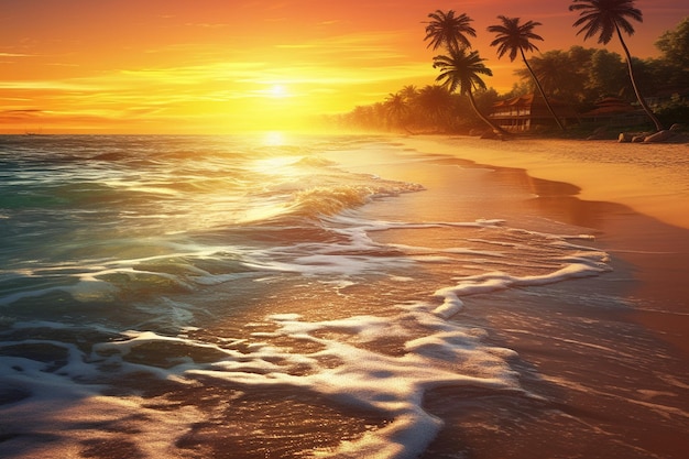 Las vibrantes puestas de sol en una playa tropical