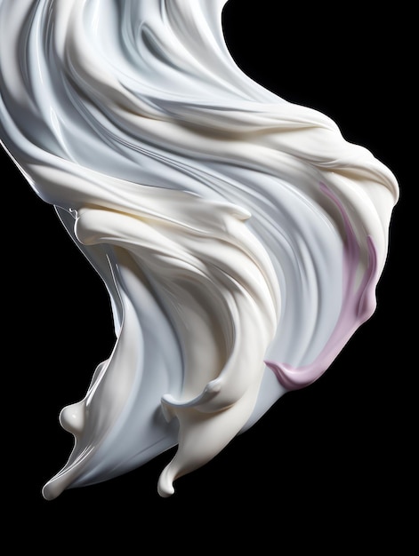 Vibrantes salpicos de iogurte no meio do ar em um fundo de estúdio preto isolado