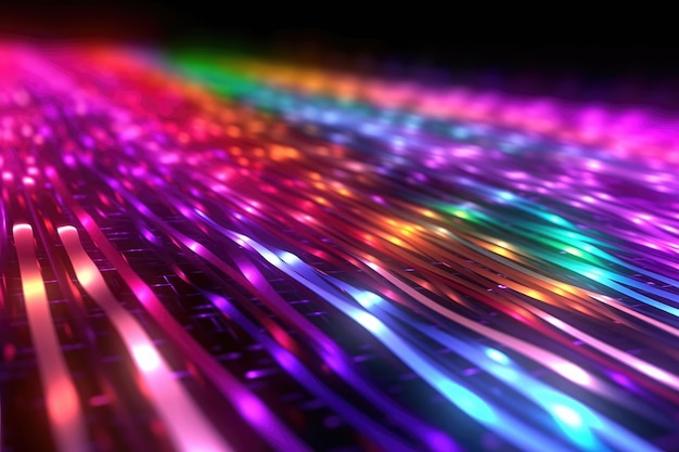 Vibrantes senderos de luz en la autopista de datos digitales