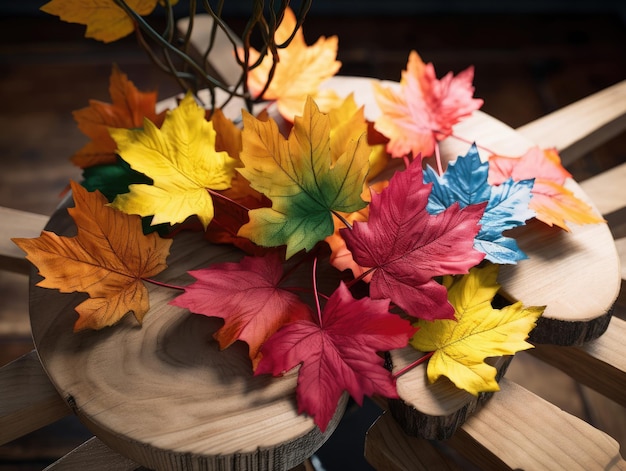 Foto vibrantes varias etapas de color arce hojas cambian etapas de color cambian