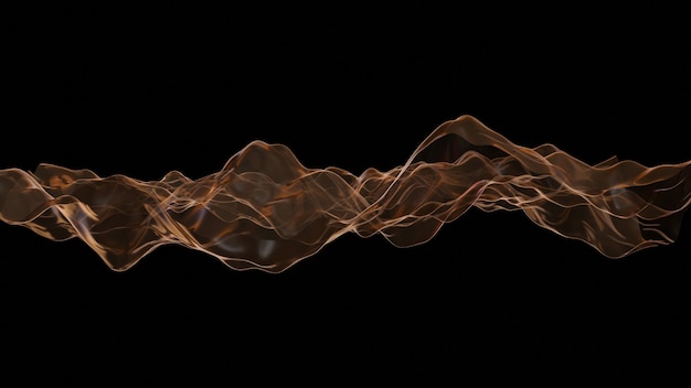 Vibrierender flüssiger gewellter Hintergrund. 3D-Darstellung abstrakte schillernde Flüssigkeit rendern. Neon holographische glatte Oberfläche mit bunten Interferenzen.