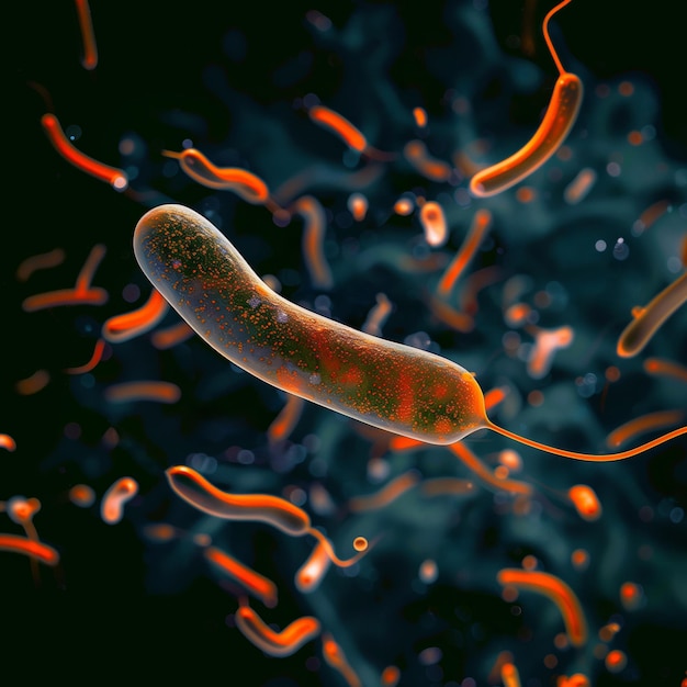 Foto vibrio cholerae bacteria em close-up