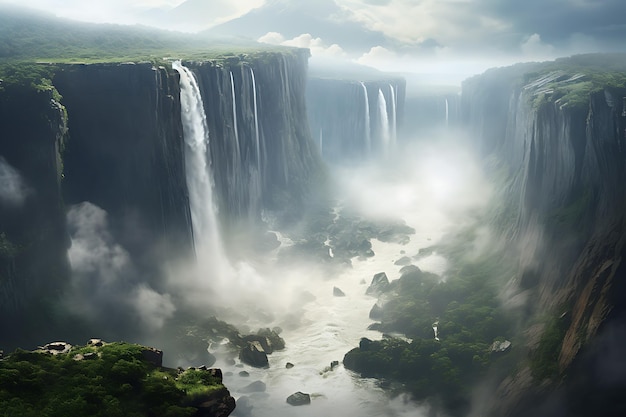 Victoria Falls Zambezi Fluss Simbabwe und Sambia Afrika