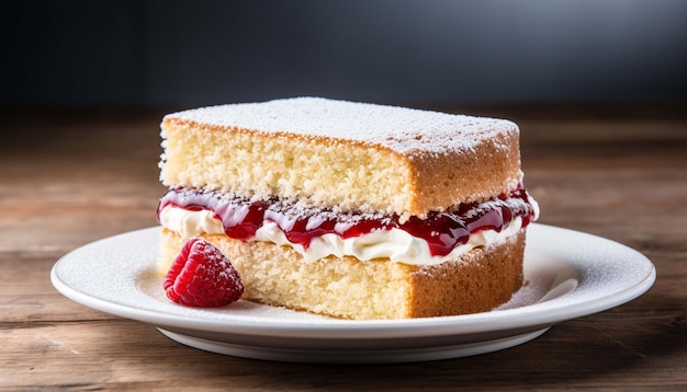 Victoria Sponge Cake Ein klassischer britischer Kuchen, bestehend aus zwei Schichten Biskuitkuchen mit einer Schicht