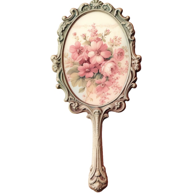 Victorian acuarela vintage rosa mano espejo ilustración vintage victorian pink clipart