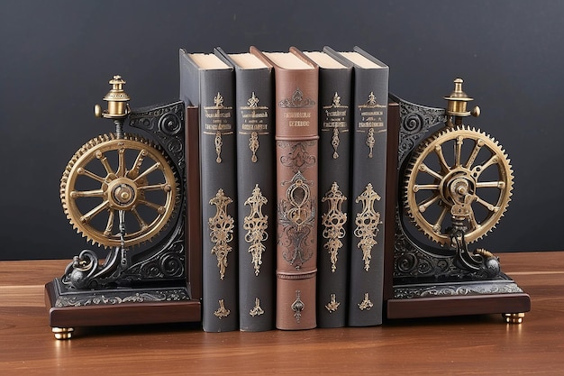 Victorian Steampunk Bookends para a Organização de Livros Elegantes