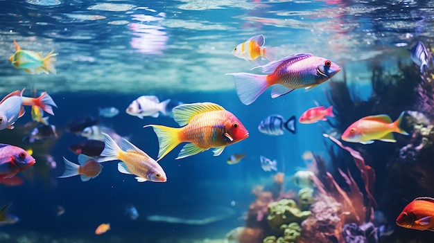 La vida acuática tranquilizadora de los peces de colores.