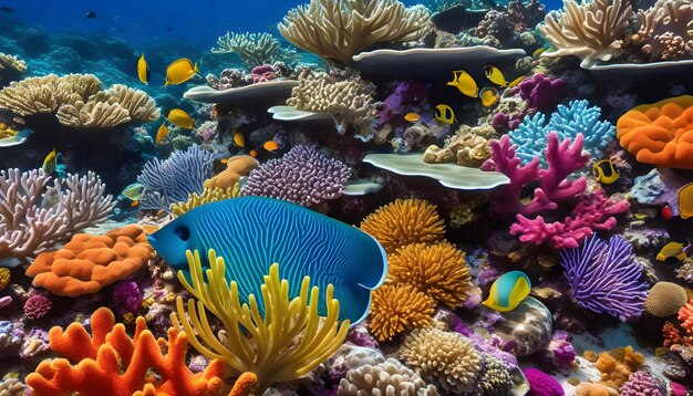 La vida de los arrecifes de coral vibrantes bajo el agua