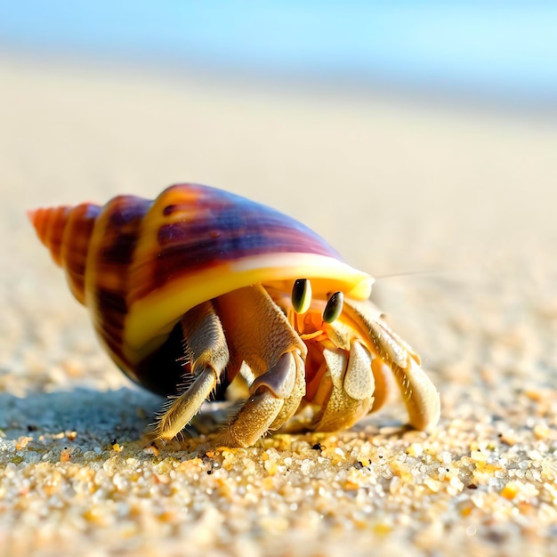 Vida cangrejo ermitaño en la playa