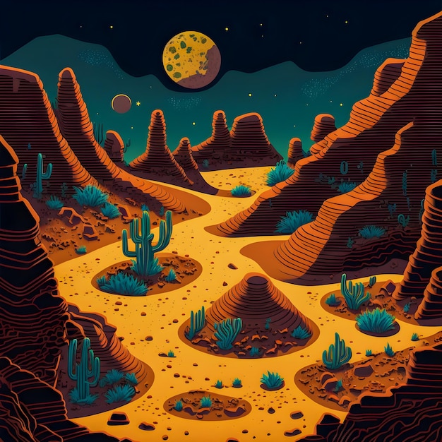 Vida em outro planeta, ilustração do padrão do local de escavação da lua