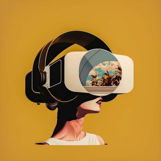 Vida no metaverso realidade virtual vício colagem arte surrealismo arte