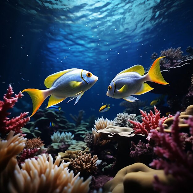 Vida oceánica hermosa escena submarina con peces tropicales y coral para las redes sociales