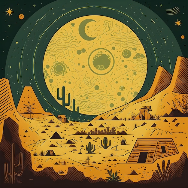 Vida en otro planeta ilustración de patrón de sitio de excavación de luna