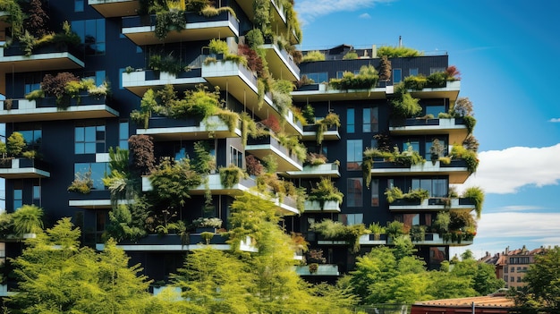 Foto vida verde inovadora em edifícios florestais verticais