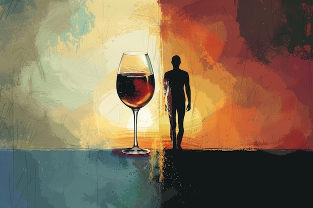 Foto la vida vibrante y la dependencia del alcohol son una ilustración muy contrastante