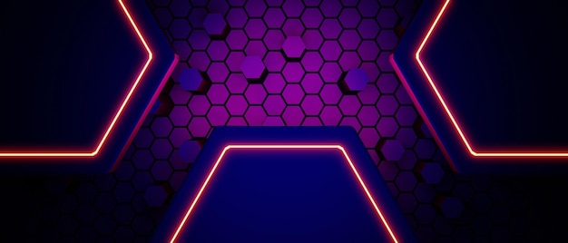Videojuego de fondo abstracto de esports scifi gaming cyberpunk vr simulación de realidad virtual y escenario de metaverso stand pedestal etapa 3d ilustración renderizado futurista neon glow room