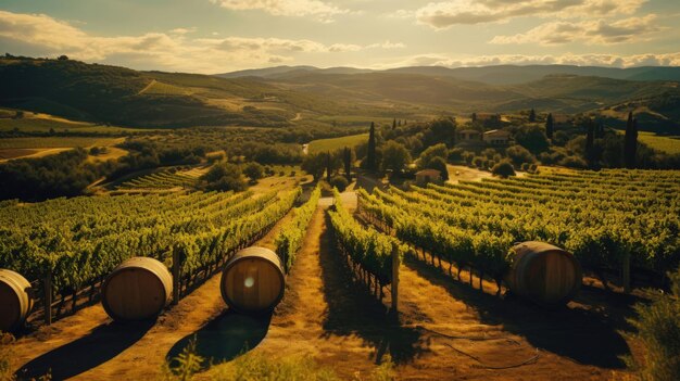 Foto las vides de la toscana perspectivas aéreas de la viticultura italiana