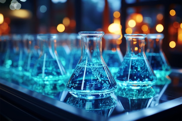 Vidraria de laboratório serve como um fascinante fundo de ciência química