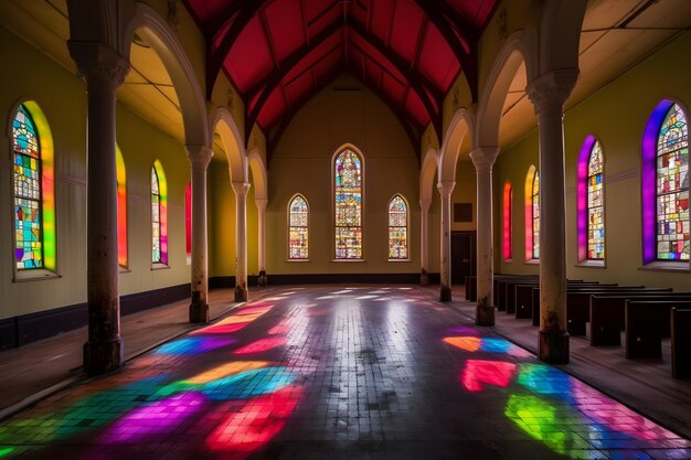 Foto vidriera en la capilla del monasterio red neuronal generada por la ia