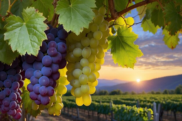 El vidrio brillante del huerto de uvas es mágico.