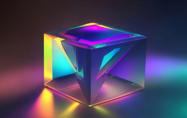 Foto vidrio emisor de neón holográfico iridiscente ilustración generativa de ia