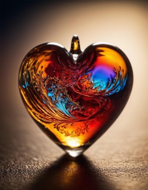 Foto un vidrio en forma de corazón con una onda dentro de él